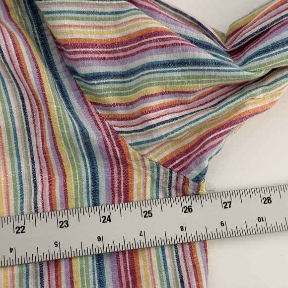 Alan Flusser Mens 2XL Linen Blend Long Sleeve Button Up Colorful Stripe Shirt - Picture 5 of 7